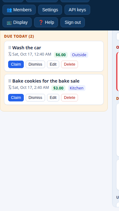 Chore-List on a phone: the same family board, sized for a pocket